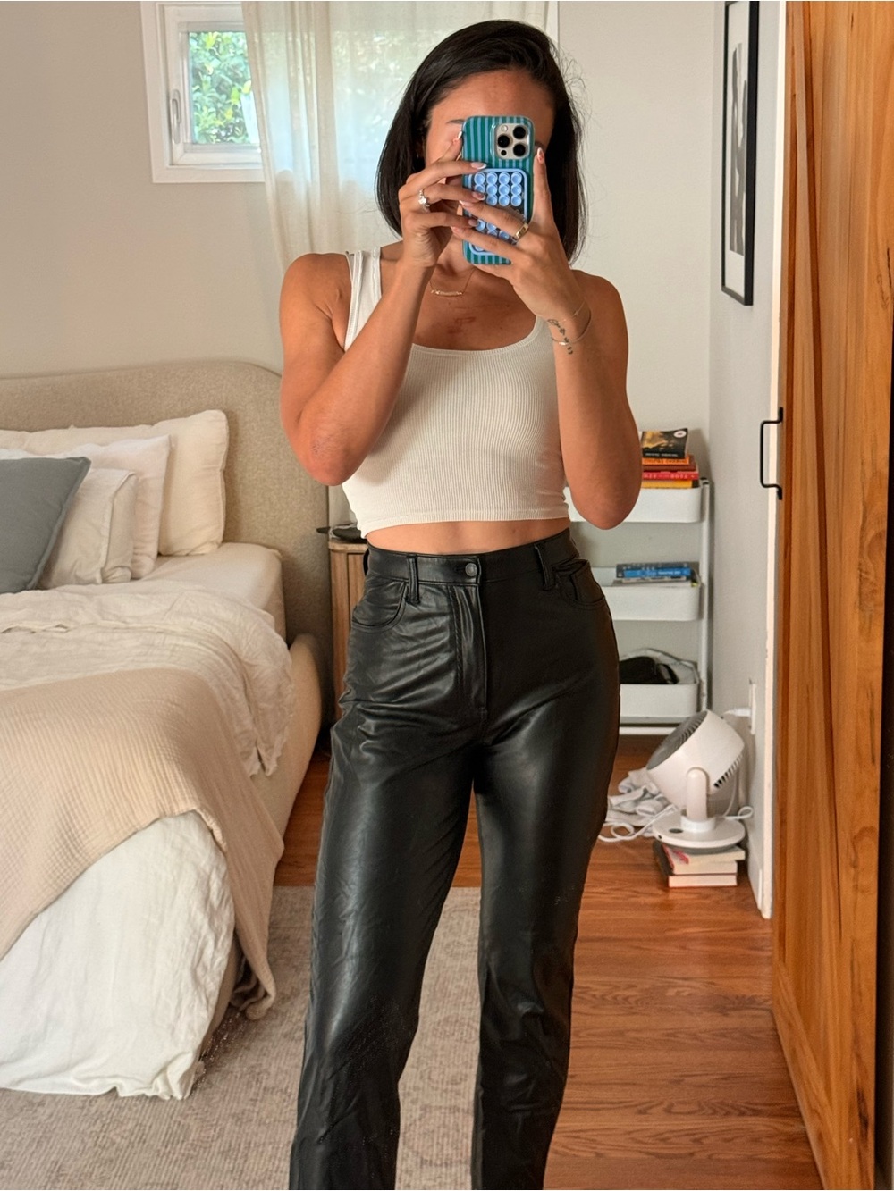 Abercrombie & Fitch Black Vegan Leather Straight-Leg Pants